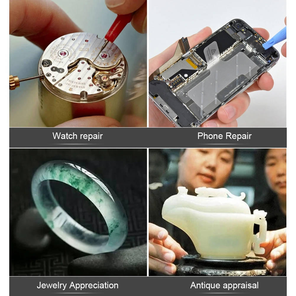 Color: WHITE - 1/2PC XLED Watch Jeweler Repair Magnifier With LED Light Telescopic Headband Magnifier Glasses Reading Loupes Eyewear 8x 15x 23x