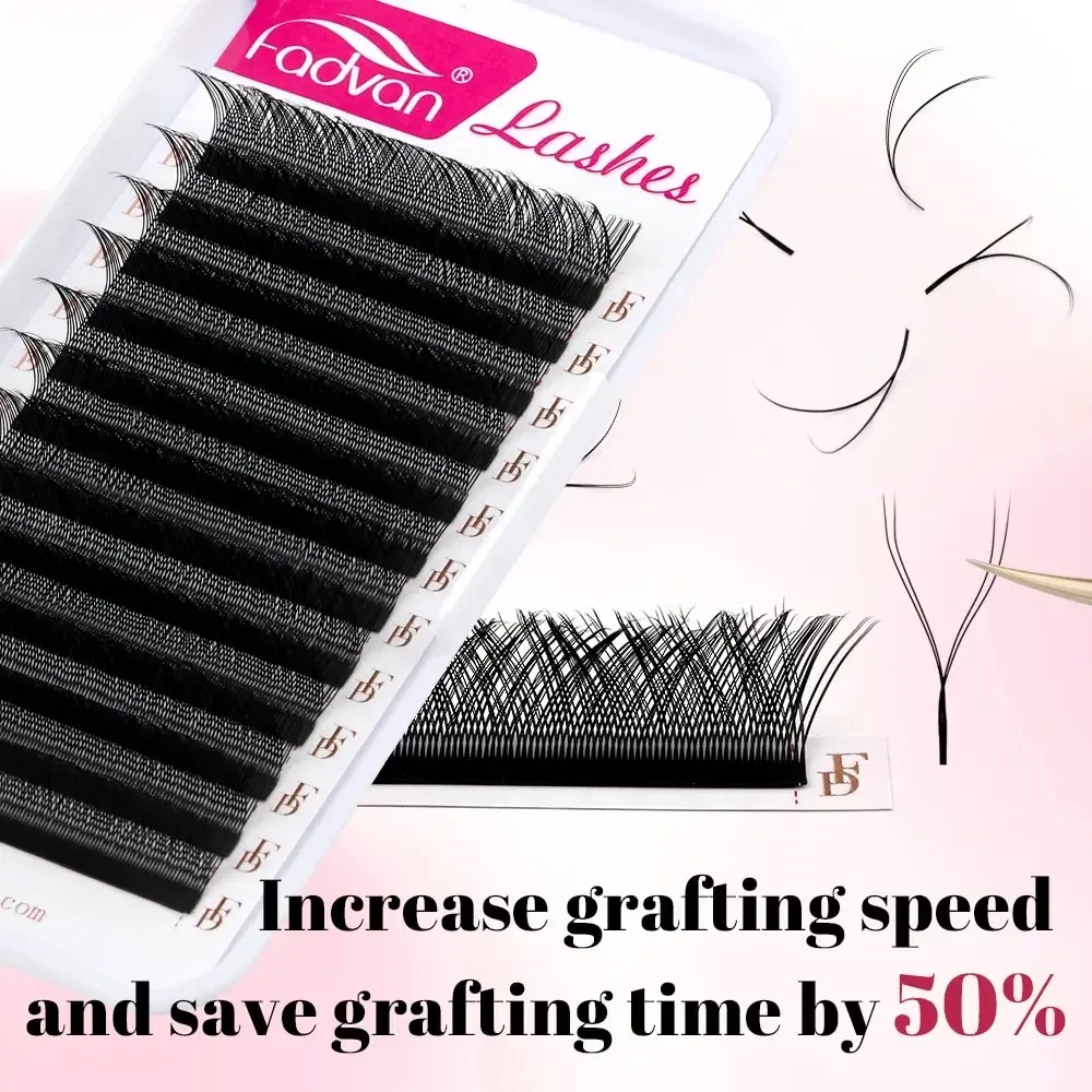 Thickness: 0.07mm, Curl: D, Length: 13mm - FADVAN YY Shape Lashes 2D 0.07 Faux Mink C/D/8-14mm Natural Soft Brazilian Eyelash Premade Volume Fan Lashes Extension