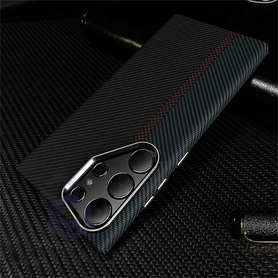 Color: army green, Material: tpu - Carbon Fibre 3D Relief For MagSafe Case For Samsung Galaxy S24 Ultra S23 Plus Wireless Charge Hard PC Shockproof Magnetic Cover