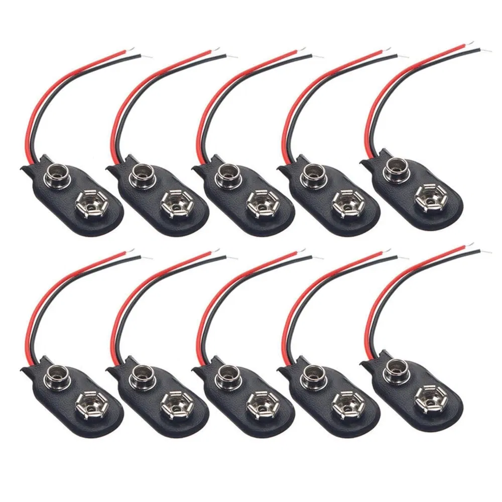Package Quantity: 20-29Pcs - 10PCS 9V Battery Snap Connector Clip Lead Wires Holder 10cm Black Red Cable