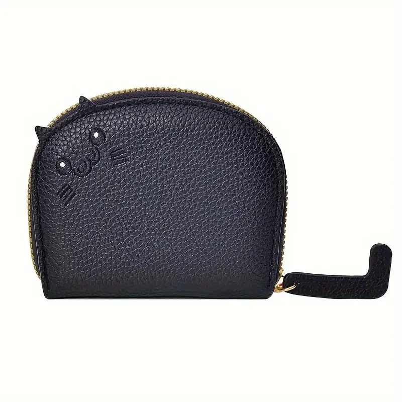 Color: black - Cartoon Cat shaped design Wallet Women's Multi-card slots Holder Cute Fashion Faux Leather Coin Purse Creative ID Card Holder
