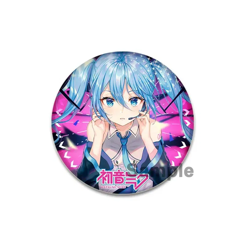 Color: Clear, Size: M - 58/44/32mm Miku Anime Round Pins Cartoon Badges Cosplay Handmade Tinplate Brooch on Backpack Clothes Chest Ornament Gifts