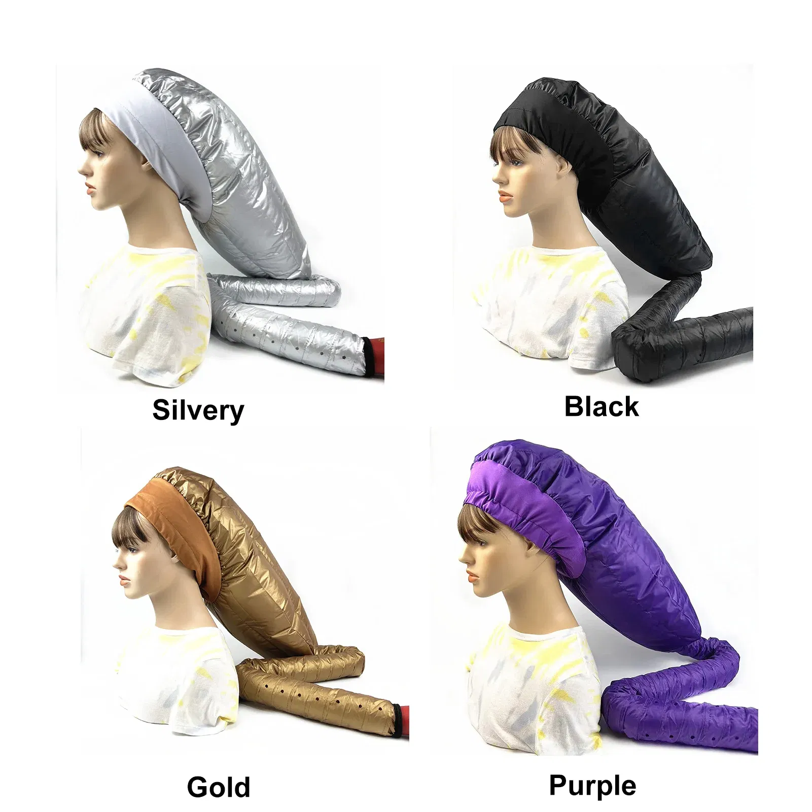 Color: light yellow - Portable Hair Dryer Women Blow Dryer Home Salon Hairdressing Hair Dryer Hat Hair Dryer Cover Hair Care Tool
