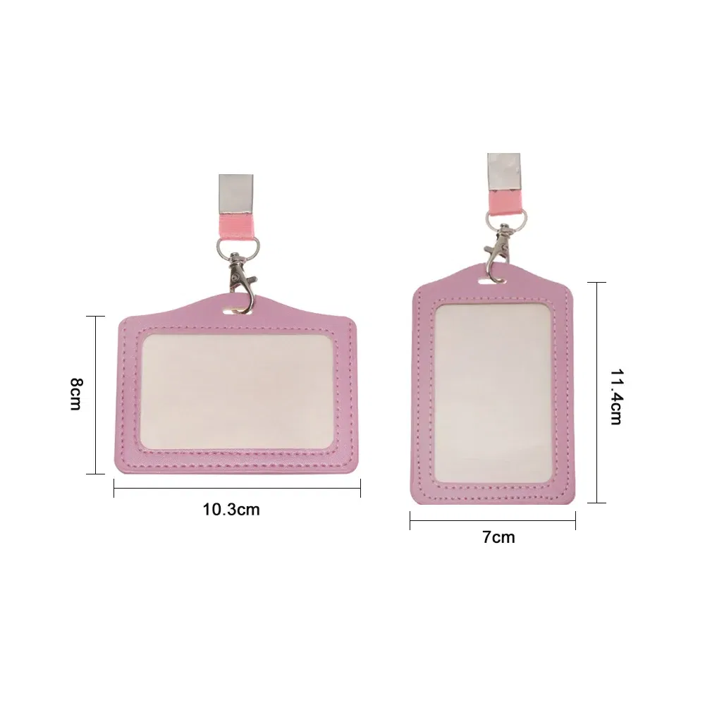 Color: Clear - Unisex Work Card Holders With Lanyard PU Bank Card Name Credit Card Holders Card Bus ID Holders Identity Badge With Neck Strap