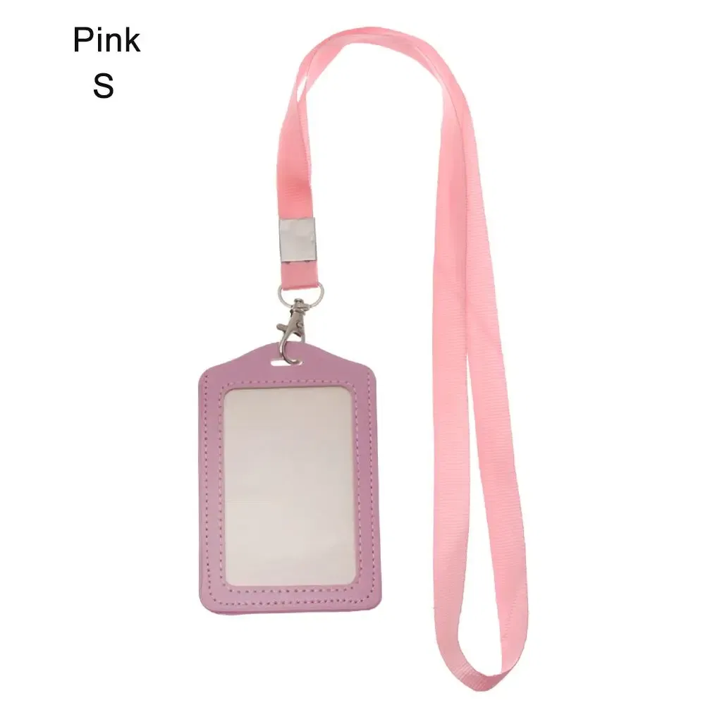 Color: Clear - Unisex Work Card Holders With Lanyard PU Bank Card Name Credit Card Holders Card Bus ID Holders Identity Badge With Neck Strap