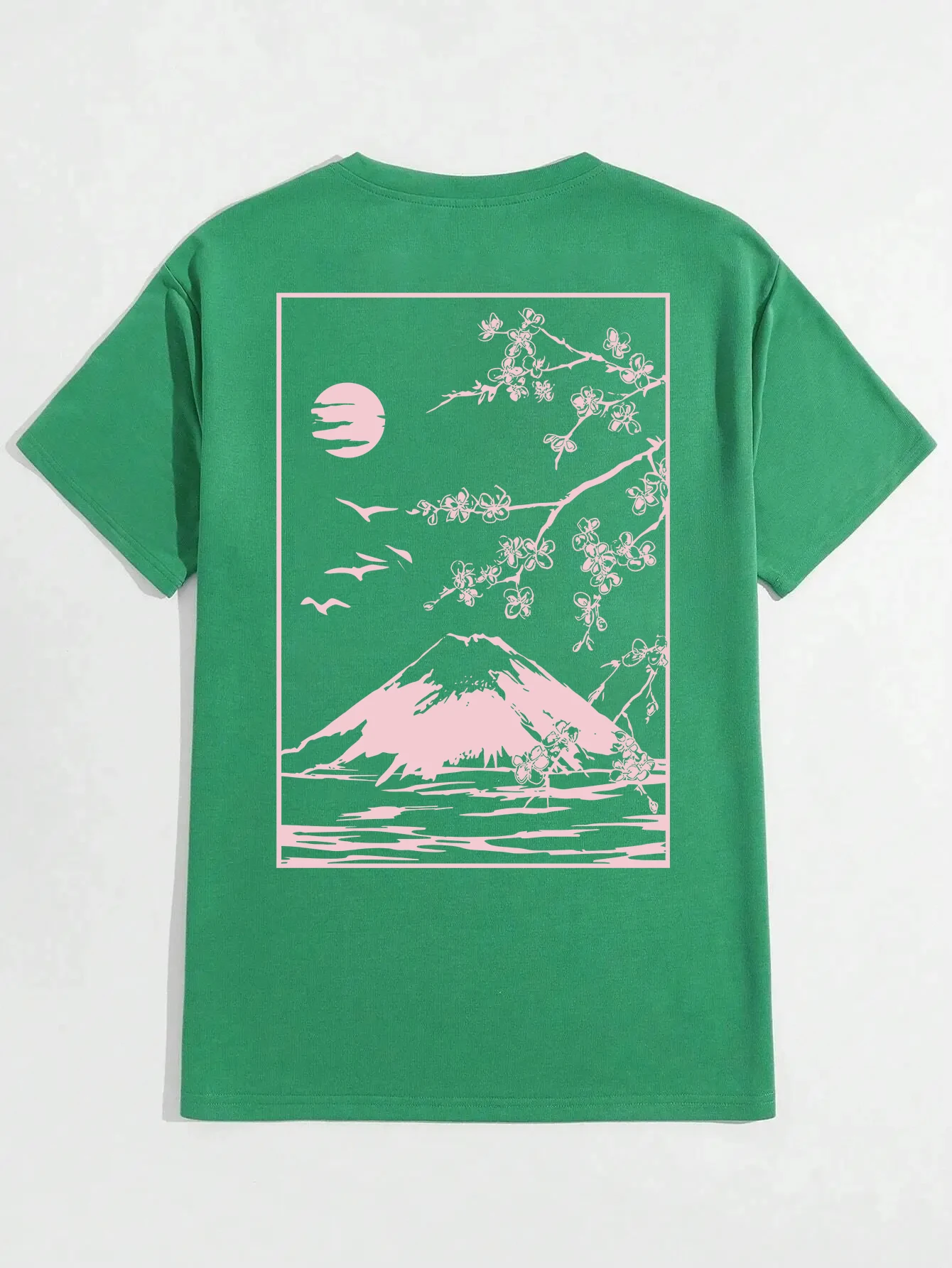 Color: Gold, Size: XL - Tokyo Sakura Mount Fuji Business Card T Shirt Men Fashion Tee Clothing Cotton Summer Casual Tops Hip Hop Loose Cotton T-Shirt