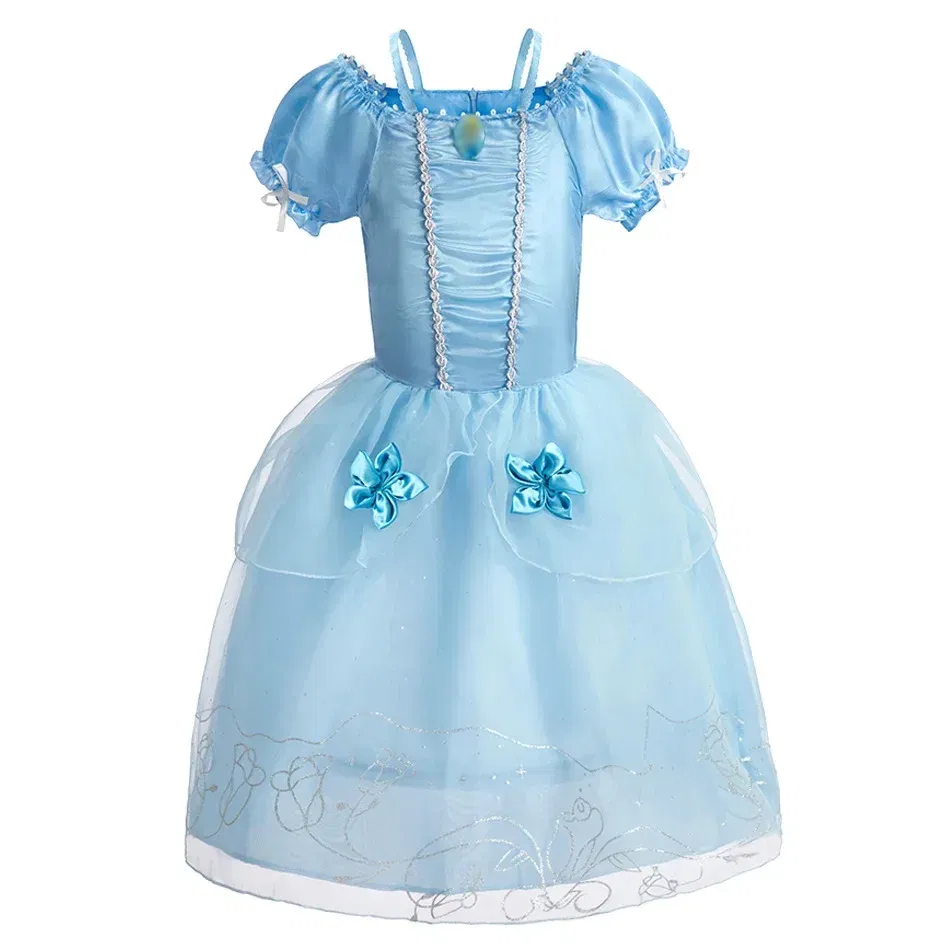 Color: Beige, Kid Size: 11 - Children Halloween Disguise Aurora Cinderella Disney Princess Costume Festival Dress up Kids Girls Sleeping Beauty Frock 1-12Yrs