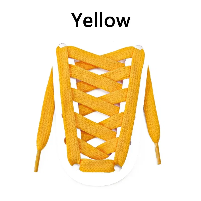 Color: Yellow, Ships From: CHINA, Length: 100cm - 1 Pair Flat Shoelaces for Sneakers Rugged Wear-resistant Classic Canvas Sports Shoe Laces Women Men Shoelace Solid Double Cotton