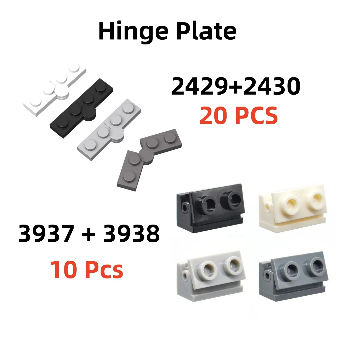 Color: Red - 10/20 Pair/Lot Buildings Blocks 2429 2430 3937 3938 Hinge Plate 1 x 4 Swivel 1 x 2 Base and Top Brick Toy For High-Tech MOC Set