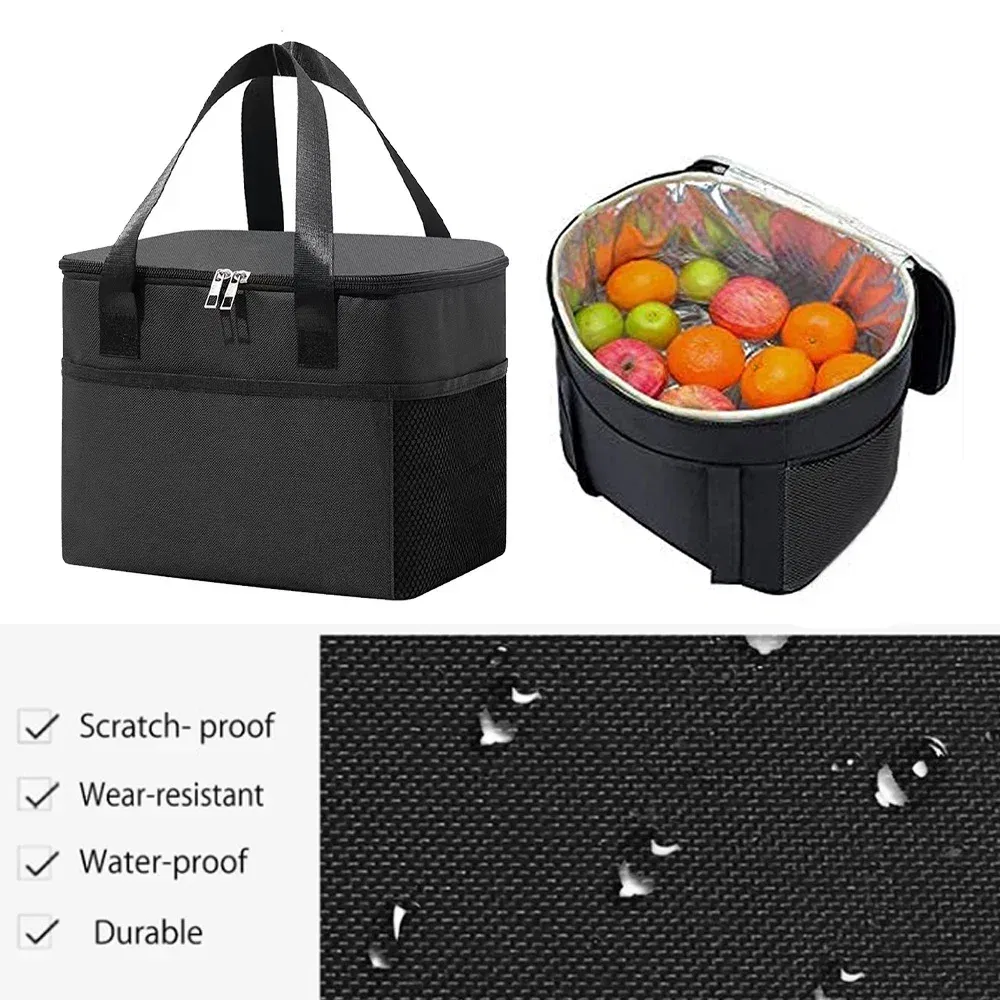 Color: WHITE - Thermal Bag Portable Lunch Bags Insulated Cooler Bag Food Bento Bags Printing Gold Letter Series Travel Picnic Storage Ice Bags