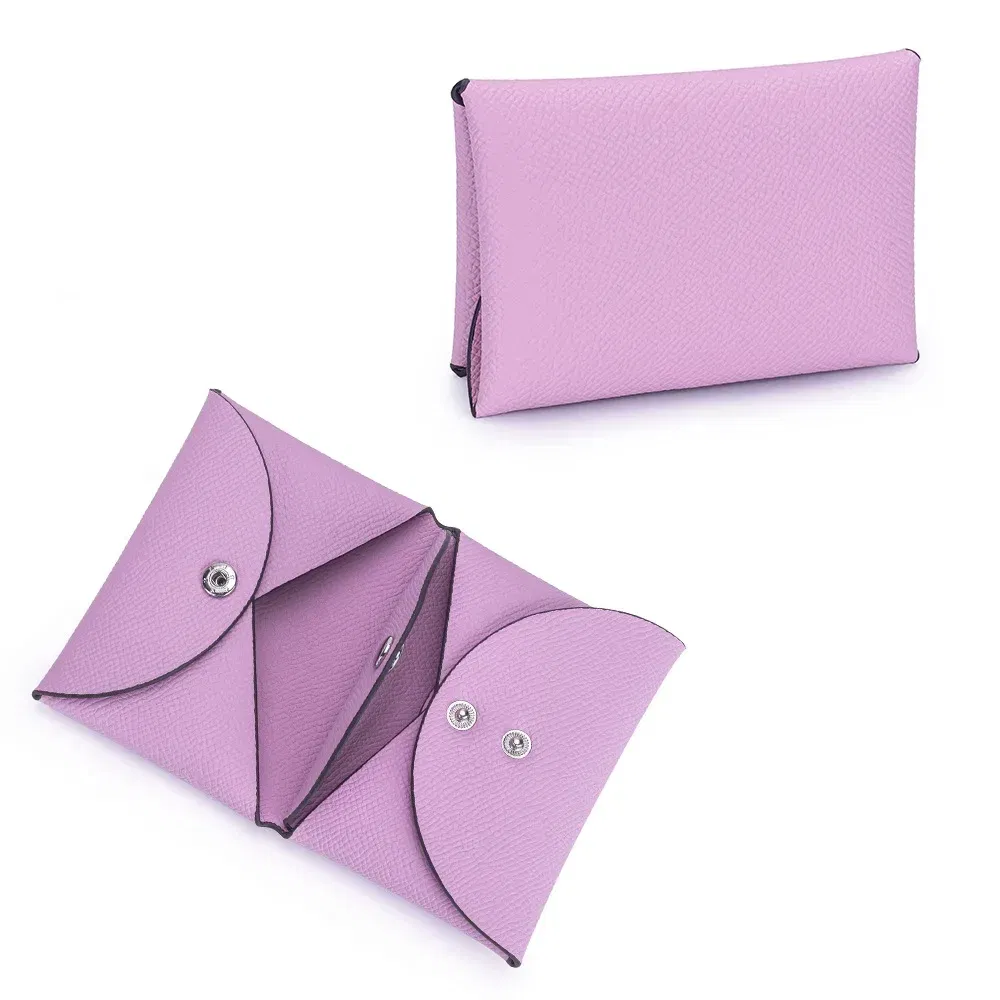 Color: Pink - Genuine Leather Coin Pouch Change Holder Mini Snap Pocket Wallet for Men Women Luxury Designer Credit Card Holder Coin Purses