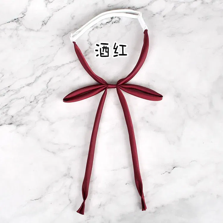 Color: Beige - JK Style Uniform Collar Bowties Female Student College Shirt Neck Ties Solid Color Red Black Bowknot Elegant Daily Neckwear Gift