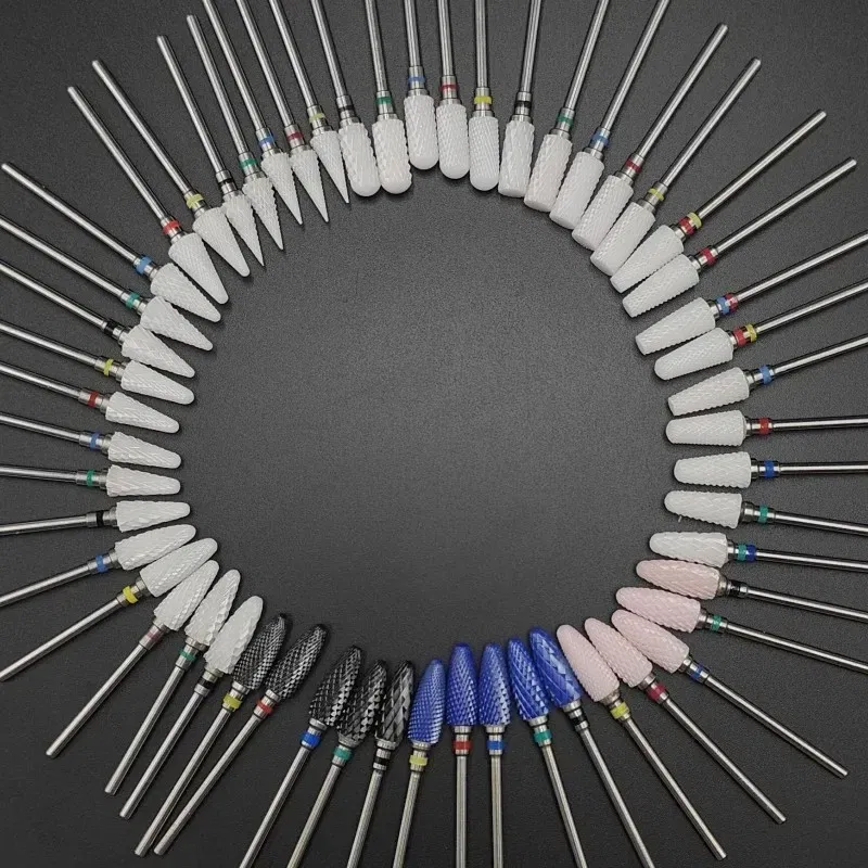 Color: cream - Ceramic Carbide Nail Drill Bit Rotate Burr Milling Nail Cutter Bits Electric Drill Machine For Manicure Pedicure Tools