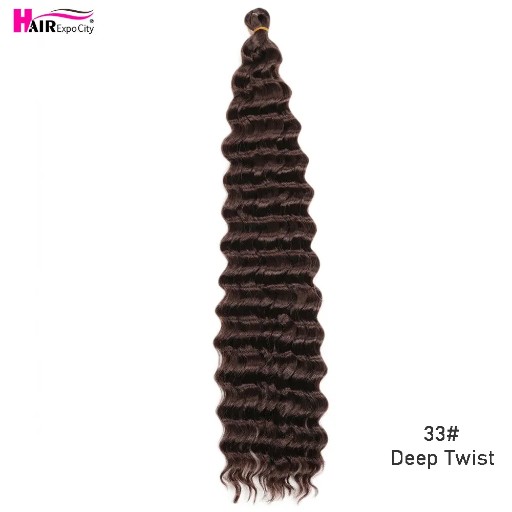 Color: #33, Ships From: CN, Stretched Length: 28inches, Bulk Buy: 1Pcs/Lot - 22-28 Inch Freetress Deep Twist Crochet Hair Natural Synthetic Braids Hair Ombre Crochet Braiding Hair Extensions Hair Expo City
