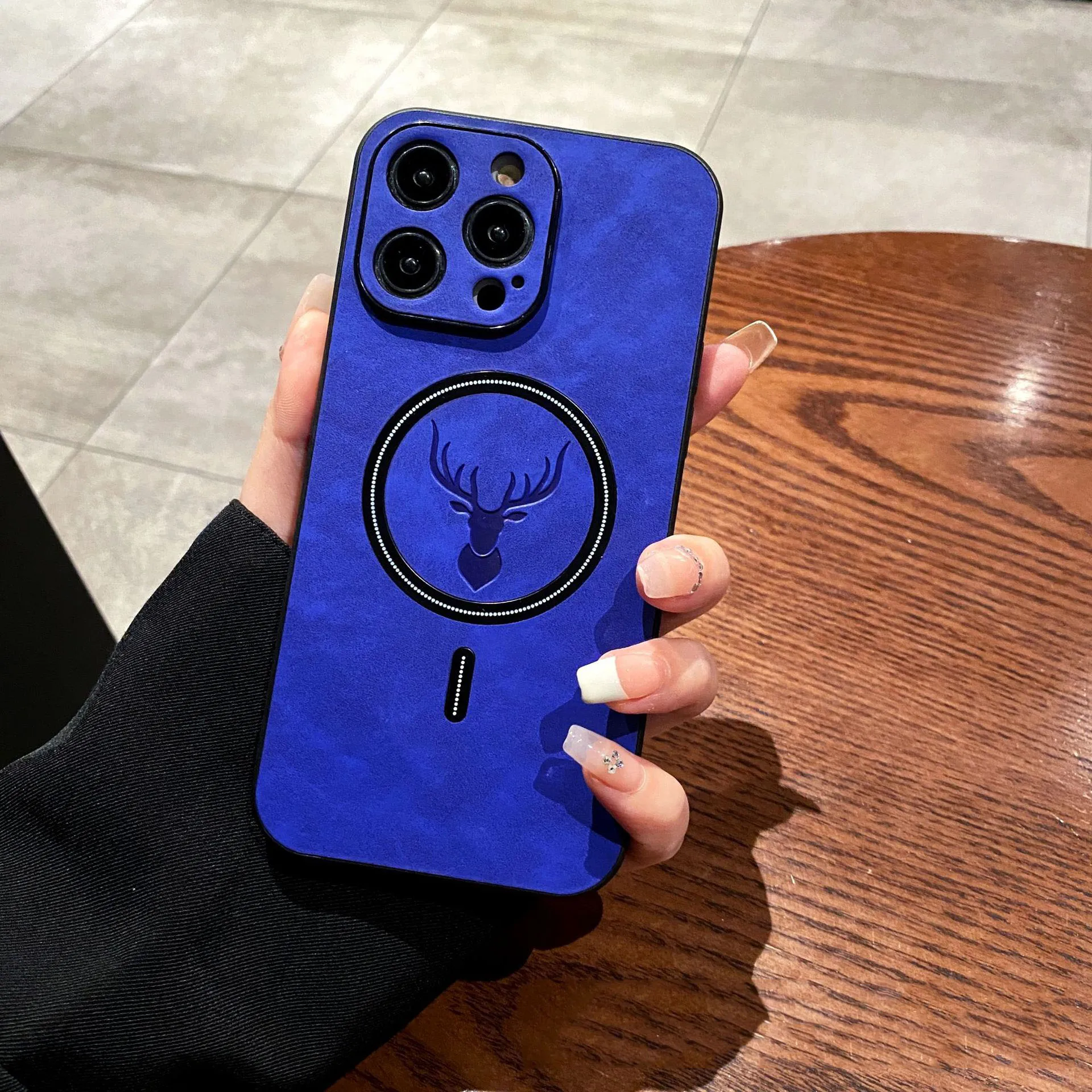 Material: PE, Color: GRAY - Luxury For Magsafe Wireless Charging Phone Case For iPhone 15 Pro 14 Plus 13 12 11 Pro Max Elk Magnetic Bumper Protective Cover