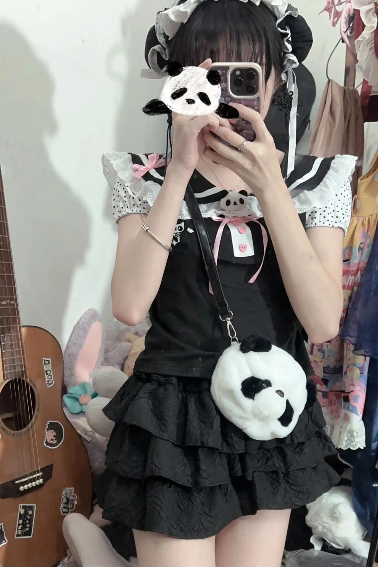 Color: black, Size: L, Ships From: CHINA - Women clothing arcane Y2k Lace T-shirt Kawaii Panda Embroidery Graphic T Shirts Harajuku Fashion Casual Sweetheart Tops Cute Tee