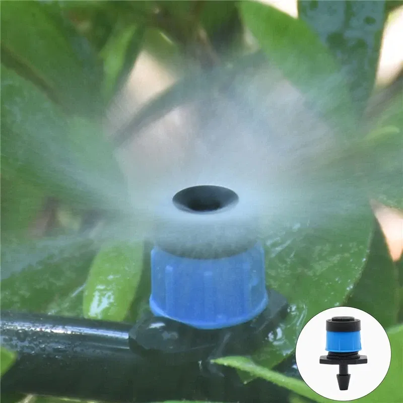 Color: WHITE - 50/100 PCS Garden Micro Watering Sprinklers 360 Degrees Rotating Nozzle Mini Spraying 4/7mm Hose for Flower Garden Greenhouse