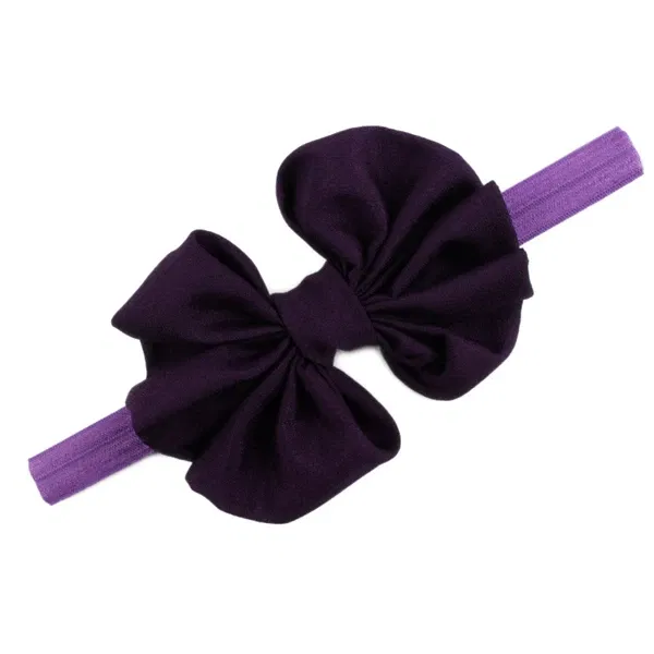 Color: PURPLE - Baby girls hair bow flower Headband Kids Girls Bowknot Elastic Hair Band Headwear Newborn Head Band children hair Accessories