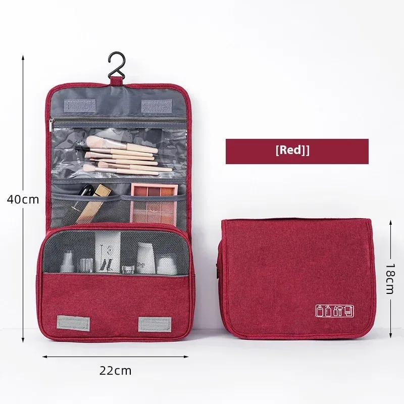 Color: Blue - Foldable Toiletry Bag Organizer Hanging Storage Bathroom Makeup Case Cosmetic Bag Travel For Travel Business