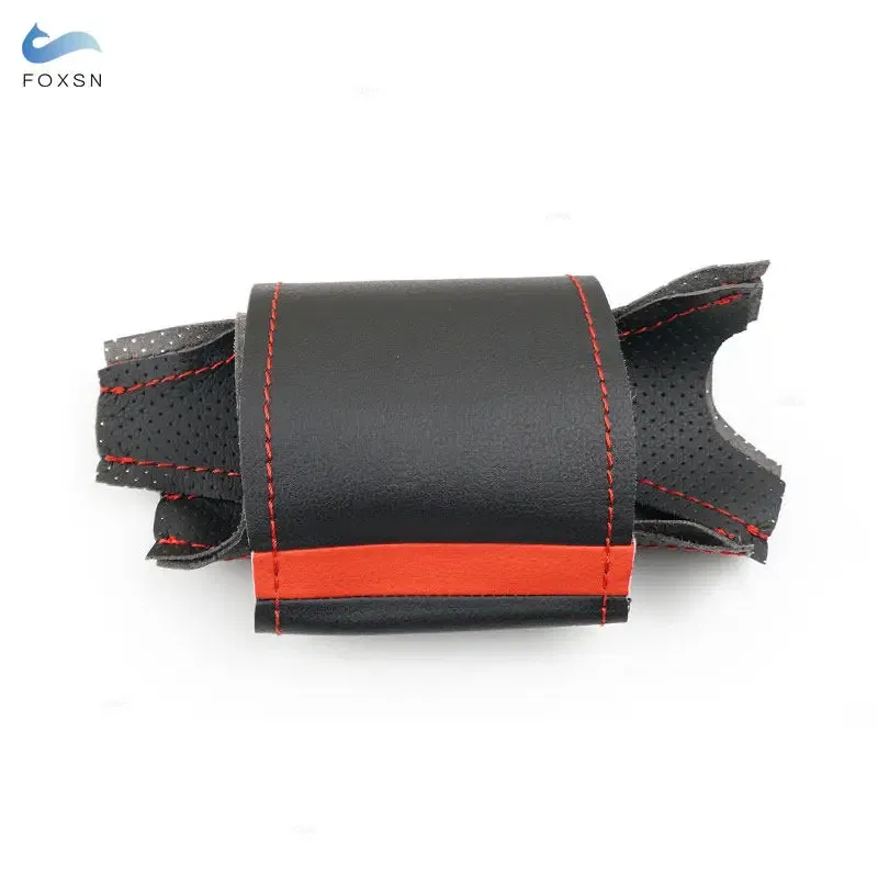 Color Name: black - For Renault Clio 3 RS 2005 2006 2007 2008 2009 2010 2011 2012 2013 Hand-stitch Car Steering Wheel Cover Perforated Leather Trim