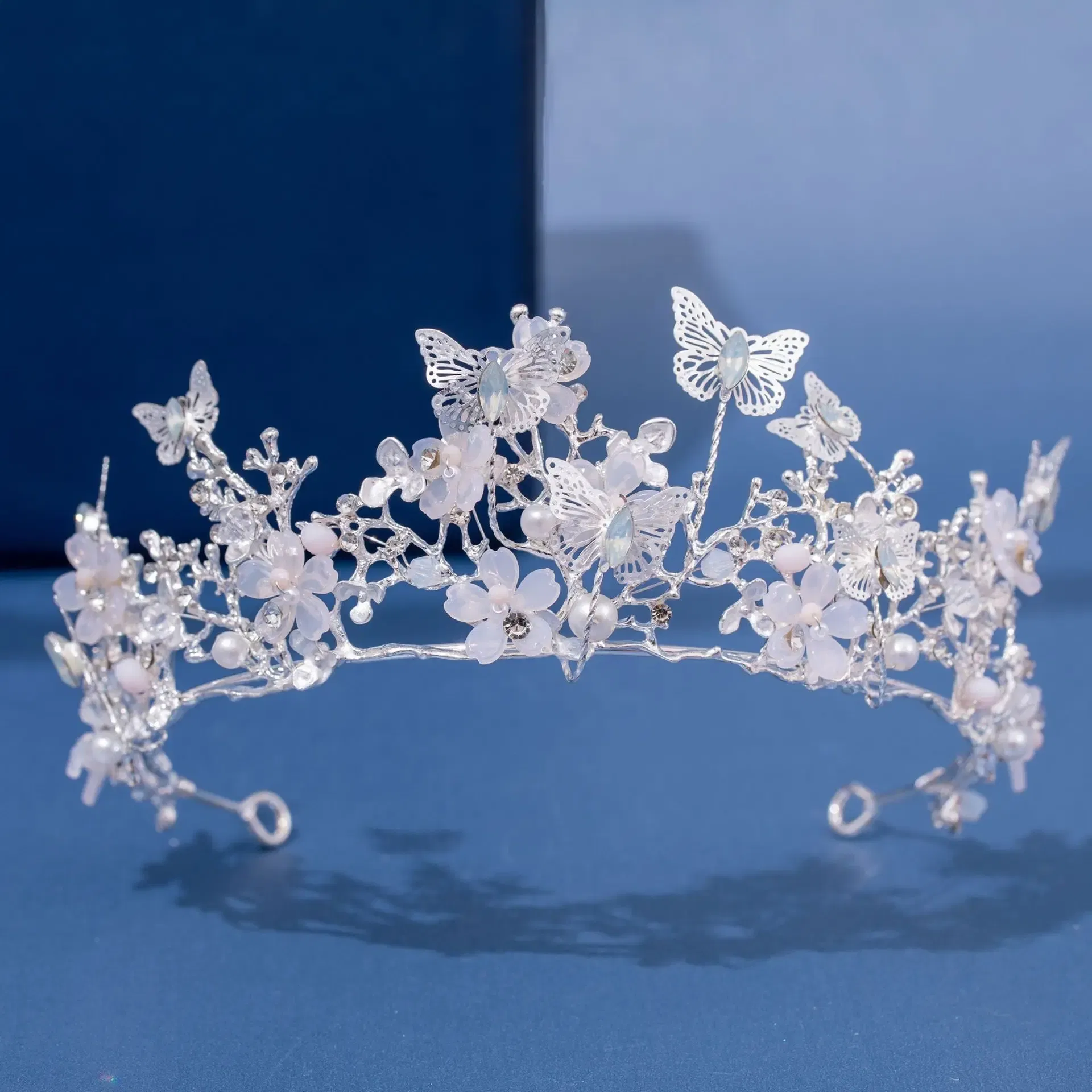 Metal color: Rhodium Plated - Baroque Silver Color Purple Crystal Butterfly Bridal Tiaras Crowns Headpiece Rhinestone Pageant Diadem Wedding Hair Accessories