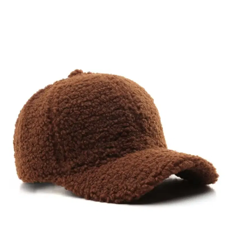Color: Blue, Size: M - Autumn Winter Baseball Cap Women Artificial Lamb Wool Hats Keep Warm Cap Plush Baseball Caps Spring Baseball Cap Solid Sunshade