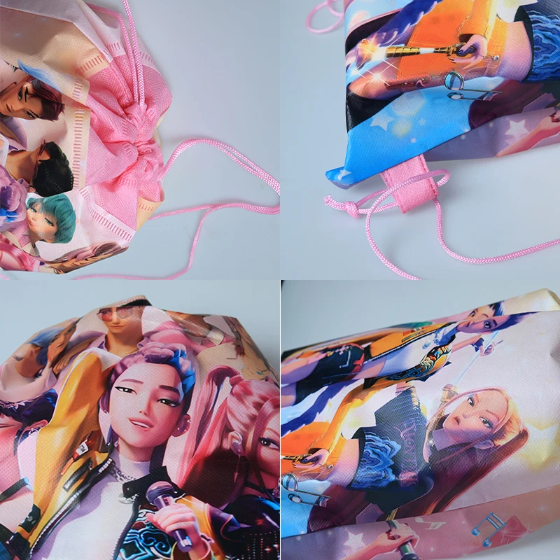 Color: WHITE, Size: 14cm, Ships From: CHINA - Kpop Demon Hunters Backpack 34*27cm Singer Bags Children's Toy Drawstring Bag Party Favors Kid Birthday Party Supplies Gifts Toy