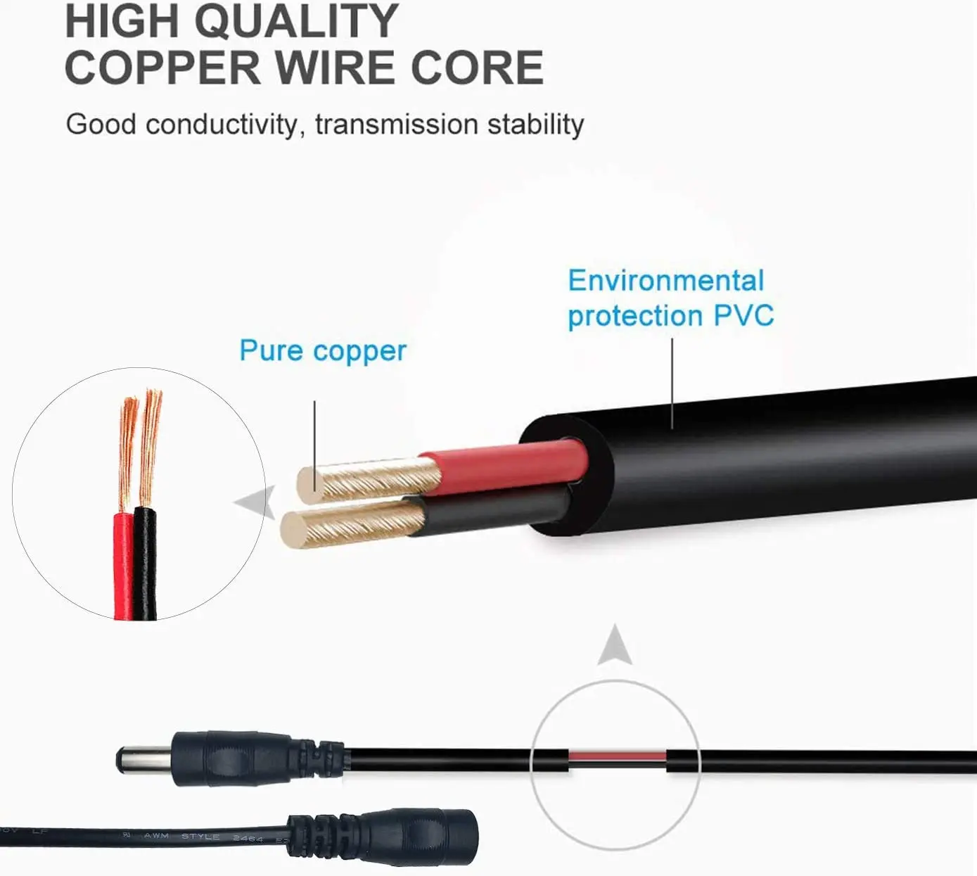 Color: green - DC 12V Extension Power Cable 2.1mm*5.5mm Male To Female Connect Wire White Black 0.5m 1m 2m 3m 5m 10m For LED Light CCTV Camera