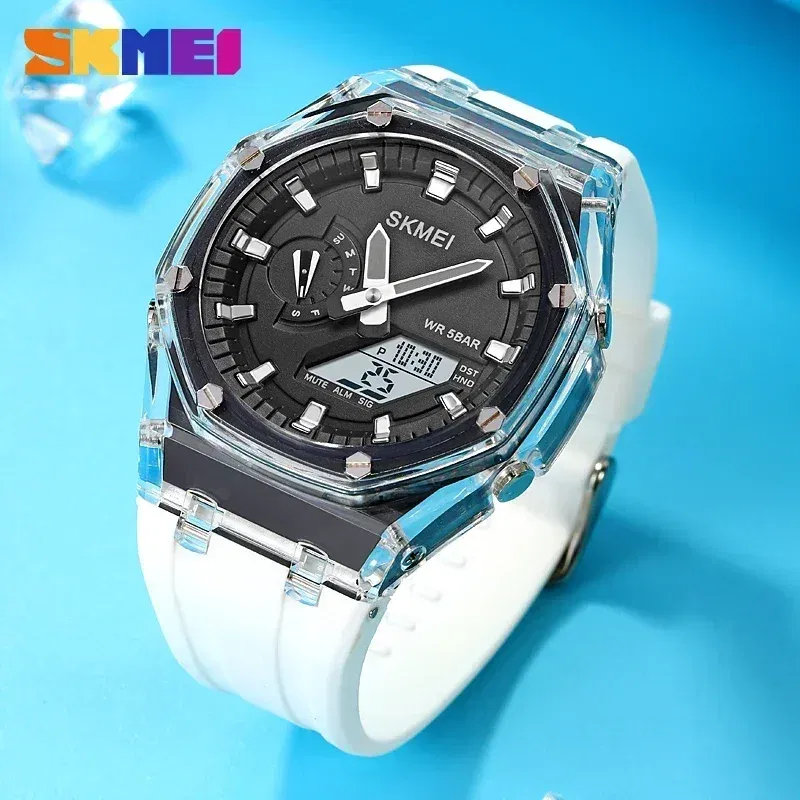 Color: Red, Ships From: CHINA - SKMEI Waterproof Men Watch Countdown Stopwatch Led Light Electronic Movement Wristwatch 5Alarm Clock 2 Time Digital Watches 2100