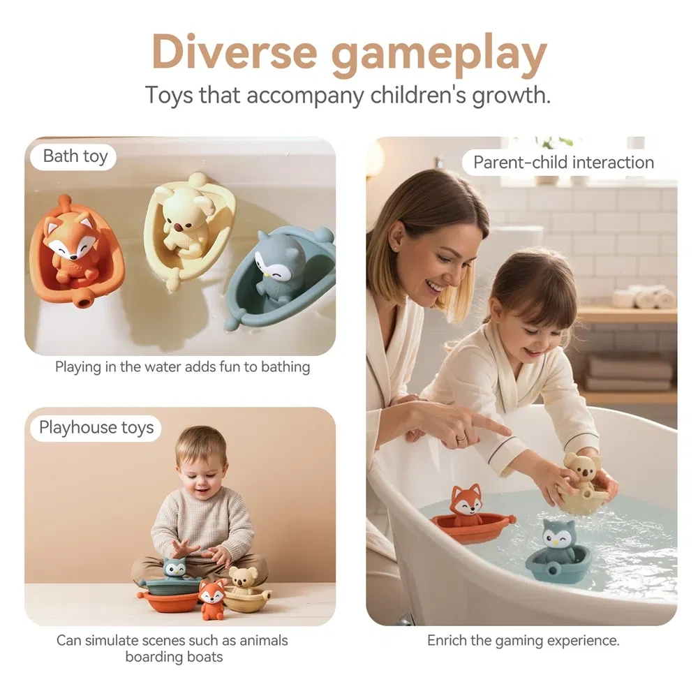 Color: Blue - Baby Bath Toys Animal Silicone Cartoon Astronauts Play With Water Toys Baby Silicone Sprinkler Bathtub Toy No BPA Swim Bathroom