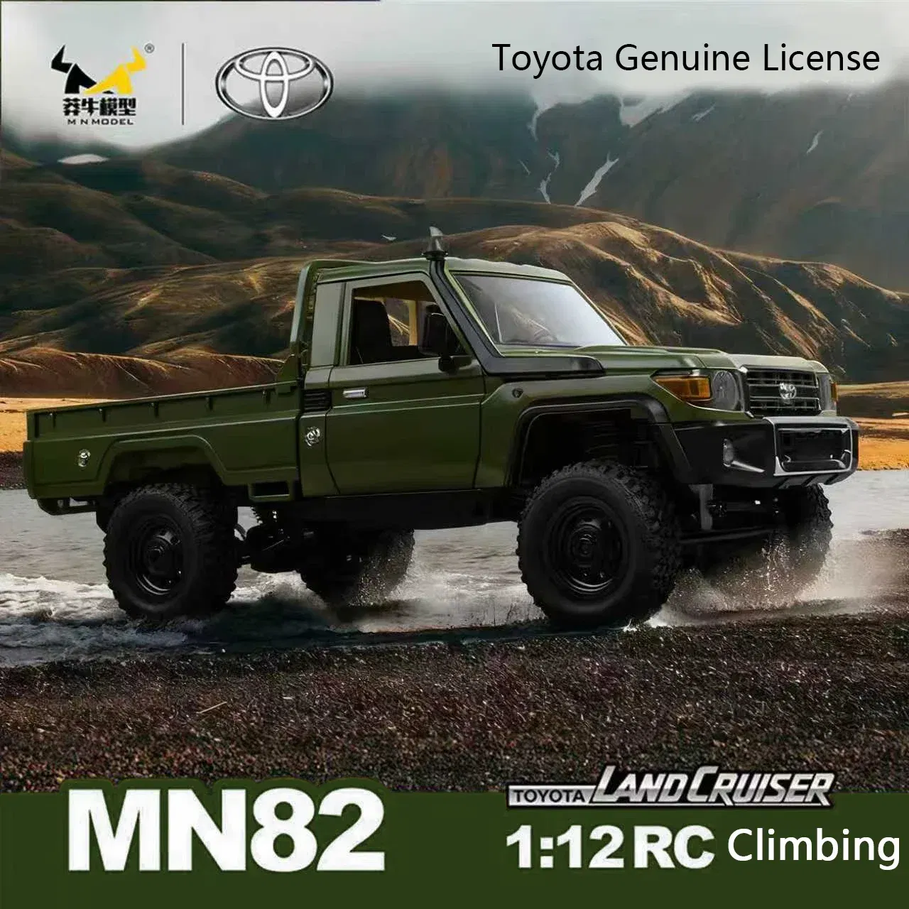 Color: camel - MN MODEL 1:12 4WD Retro RC Off-road Car All Terrain Vehicle Climbing Truck Rock Crawler Pickup Collection Model Toy for Adult