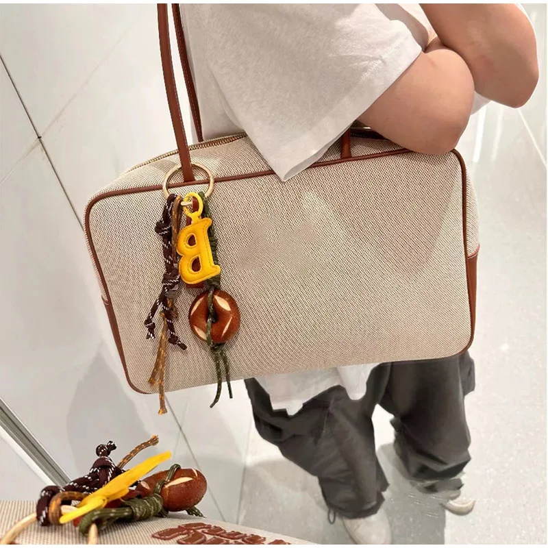 Color: Orange - DIY Bag Pendant Creative Bread Weaving Rope Colorful Nylon Lanyard Car Keychain Couple Multi-purpose Bag Hanging Accessories