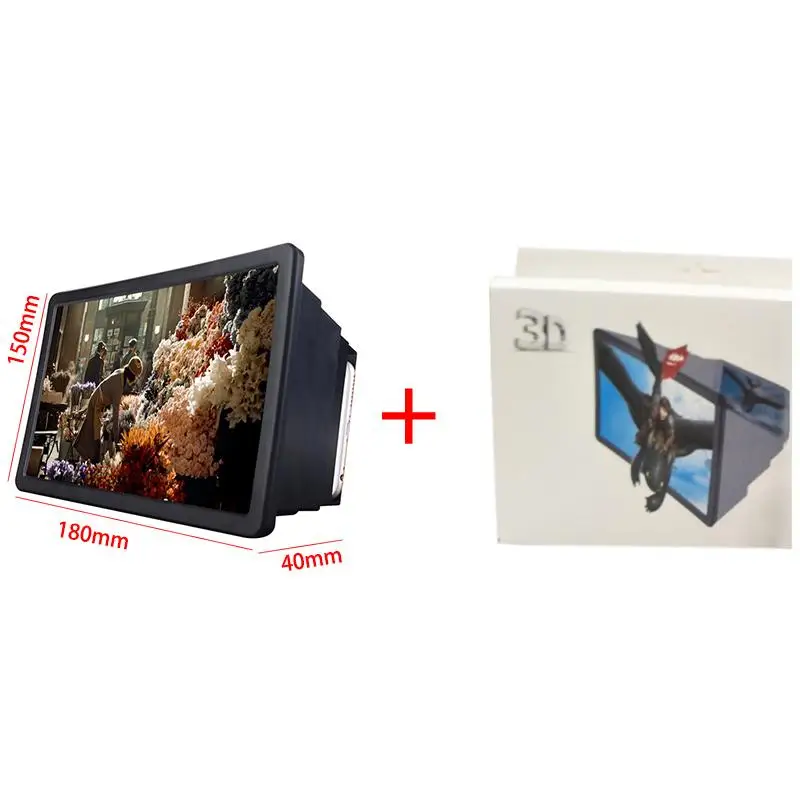 Color: Black - Mobile Phone Screen Magnifier Universal 3D Enlarger Magnifying Video Amplifier Projector Bracket Desktop Holder Stand For Phone