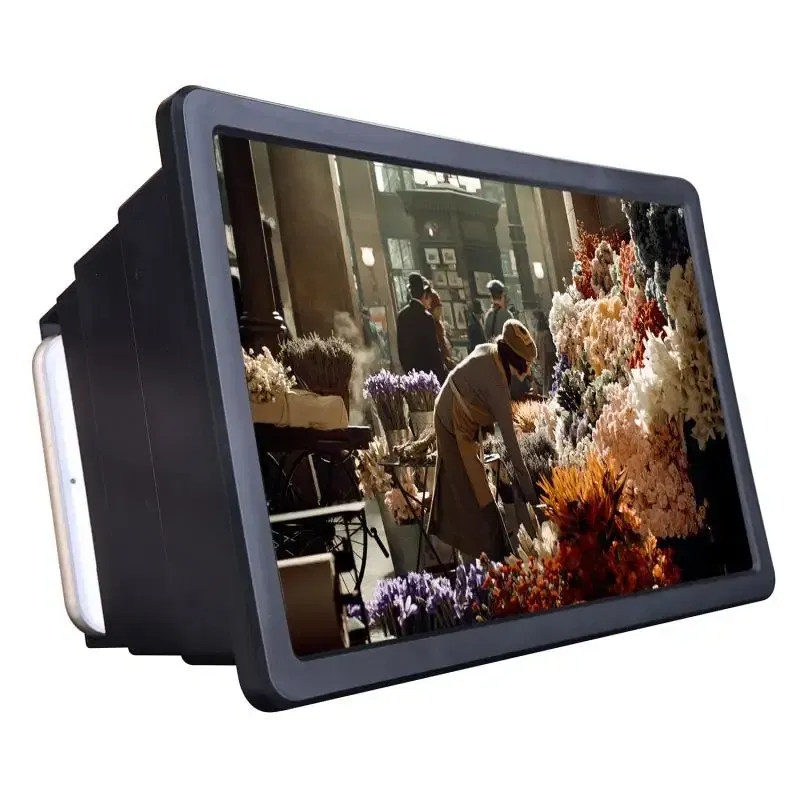 Color: Black - Mobile Phone Screen Magnifier Universal 3D Enlarger Magnifying Video Amplifier Projector Bracket Desktop Holder Stand For Phone