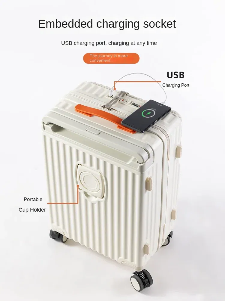 Color: Brown, Luggage Size: 20Inches 500mm - Wide Pull Rod Suitcase 2024 New Universal Wheel Small Lightweight Boarding Luggage 20 inch Password Lock Travel Case