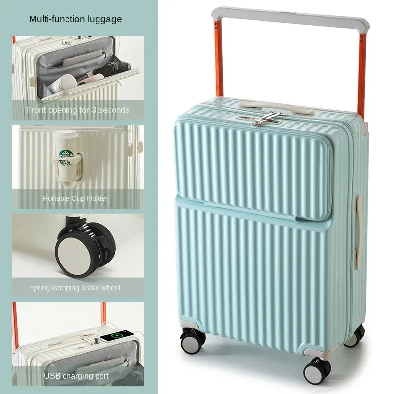 Color: Brown, Luggage Size: 20Inches 500mm - Wide Pull Rod Suitcase 2024 New Universal Wheel Small Lightweight Boarding Luggage 20 inch Password Lock Travel Case