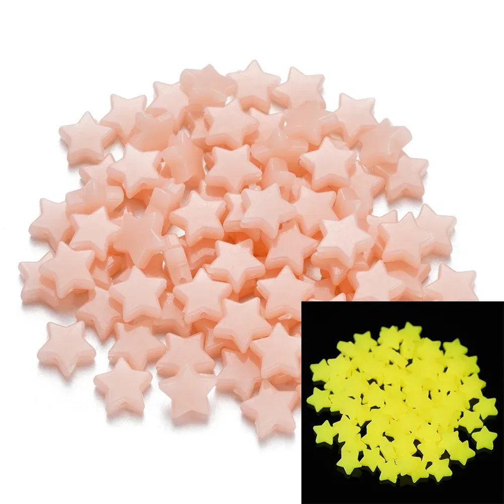 Color: Orange, Item Diameter: 2mm - 50Pcs Luminous Star Beads Heart Shape Acrylic Beads Loose Spacer Beads for Jewelry Making DIY Bracelet Necklace Accessories