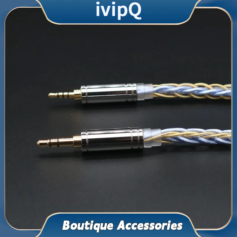 Color: Khaki - ivipQ 8-Core Earbud Wire 7N Litz OCC and 6N Gilt OCC Mixed Cable 2.5mm/3.5mm/4.4mm/MMCX/2PIN/0.78mm Earphone Upgrade Line