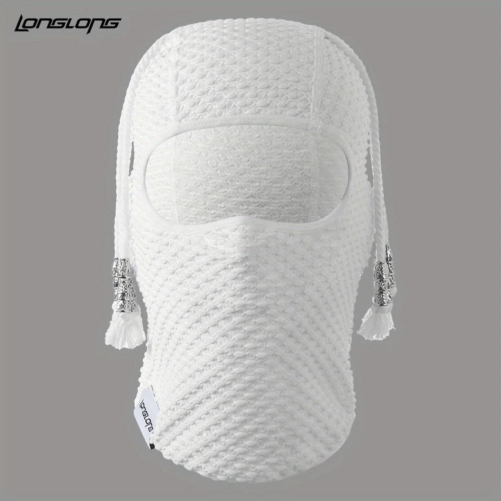 Color: WHITE - LONGLONG Distressed Balaclava Full Face Mask,Halloween Headwear Shiesty Fancy Face Mask for Men/Women
