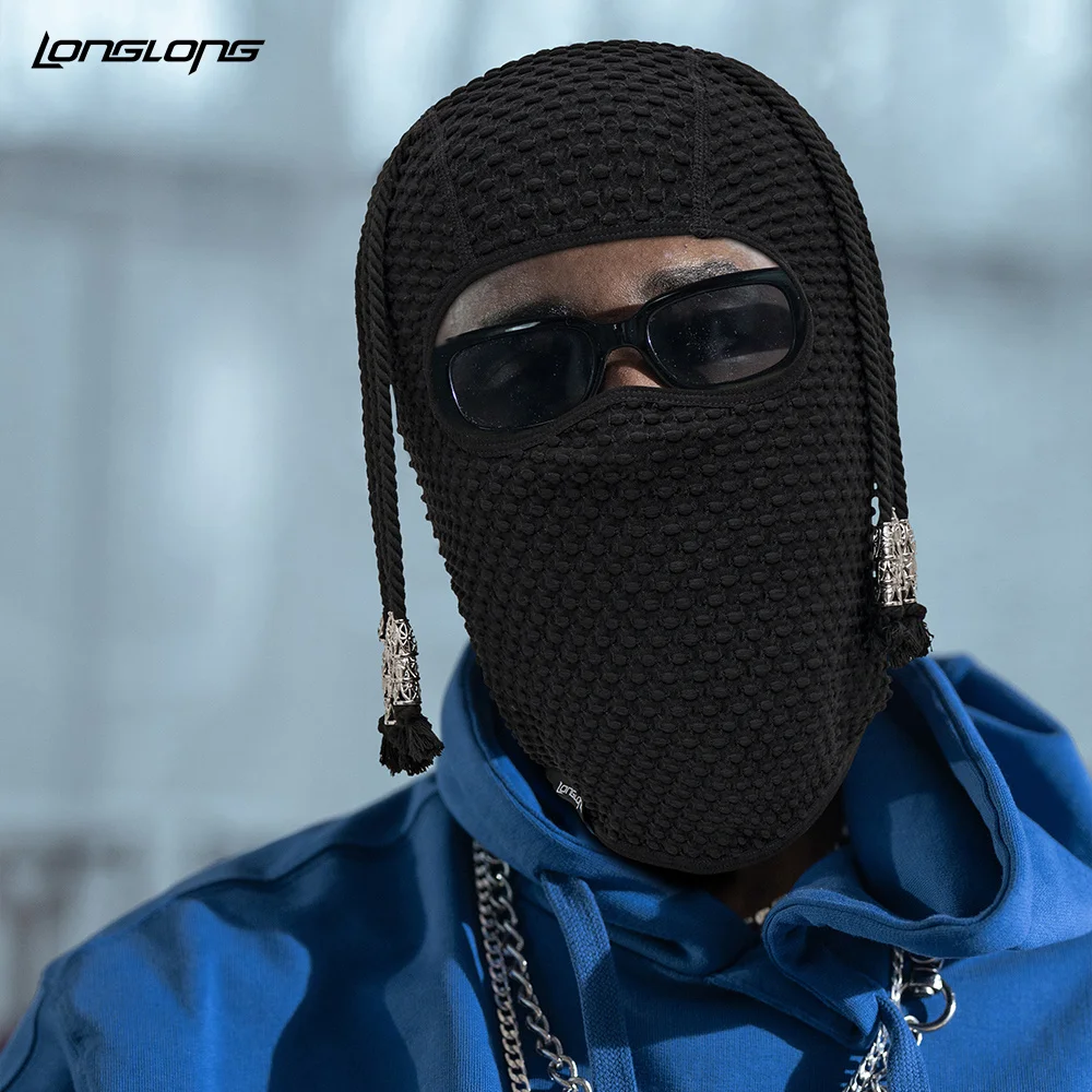 Color: WHITE - LONGLONG Distressed Balaclava Full Face Mask,Halloween Headwear Shiesty Fancy Face Mask for Men/Women