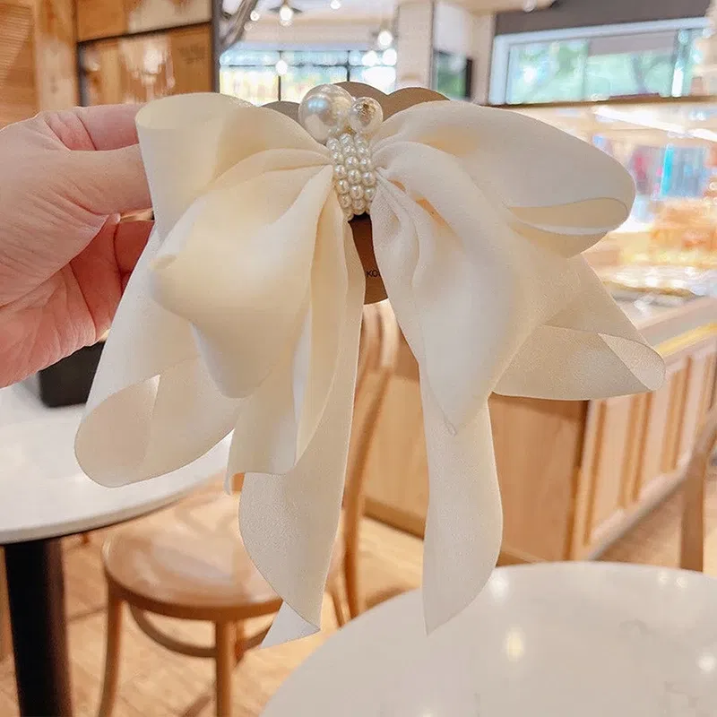 Color: green - Women Girls Wild Big Large Hair Band Trendy Hairpin Casual Hair Clip Cute Ribbon Bow Ladies accessories Big Bow Barrette