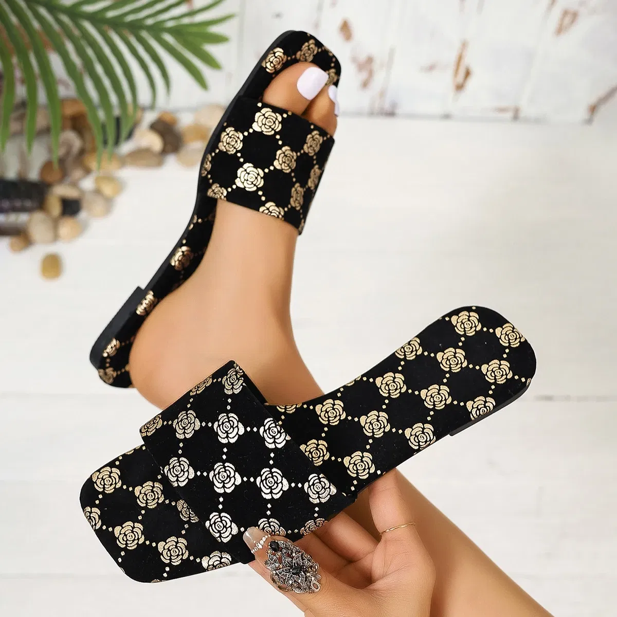 Color: Silver, Shoe Size: 40 - Women Slippers 2024 New Summer Sandals Slide Platform Casual Open-toe Fashion Slipper Casual Shoes Slides Women Zapatos De Mujer