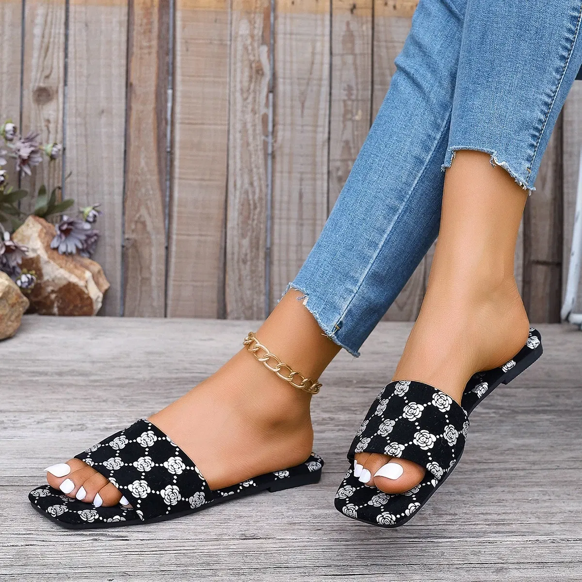 Color: Silver, Shoe Size: 40 - Women Slippers 2024 New Summer Sandals Slide Platform Casual Open-toe Fashion Slipper Casual Shoes Slides Women Zapatos De Mujer