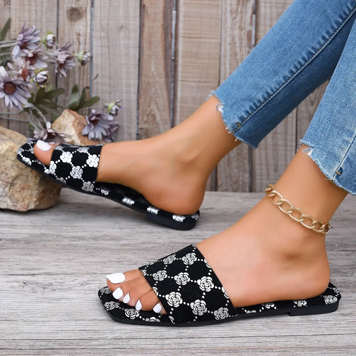 Color: Silver, Shoe Size: 40 - Women Slippers 2024 New Summer Sandals Slide Platform Casual Open-toe Fashion Slipper Casual Shoes Slides Women Zapatos De Mujer
