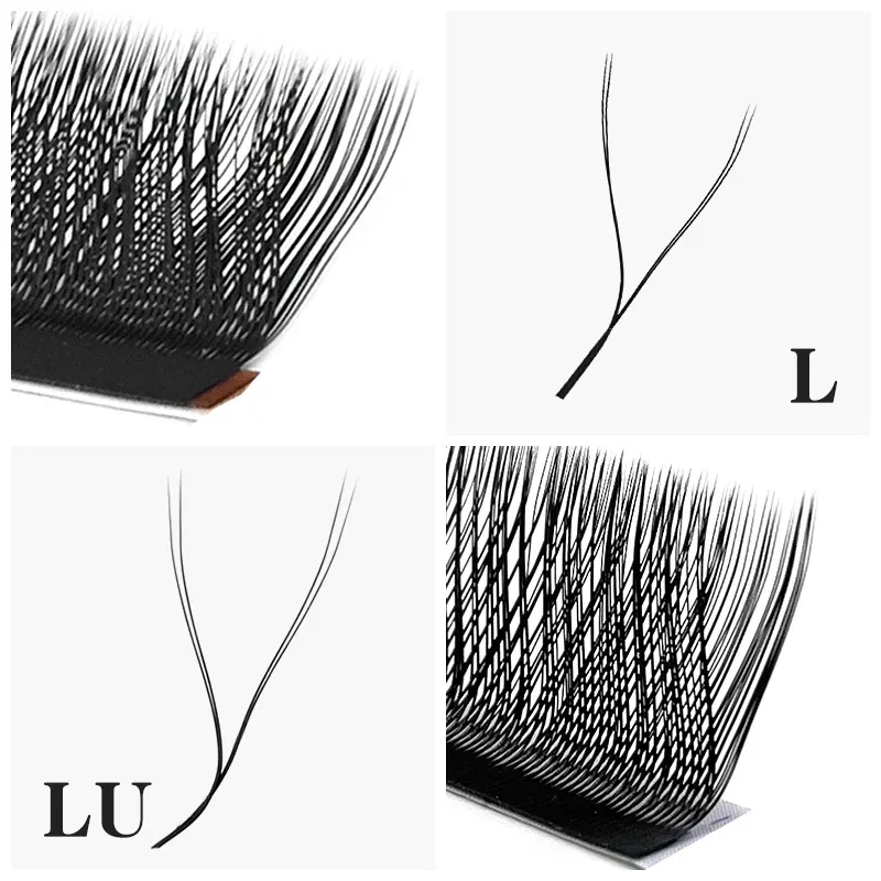 Color: Rose Red, Curl: L, Thickness: 0.07mm, Length: MIX - NATUHANA W Lashes Extension L LU(M) Curl Individual Mink YY Lashes 3D W-shaped Volume Fan Eyelash Extension