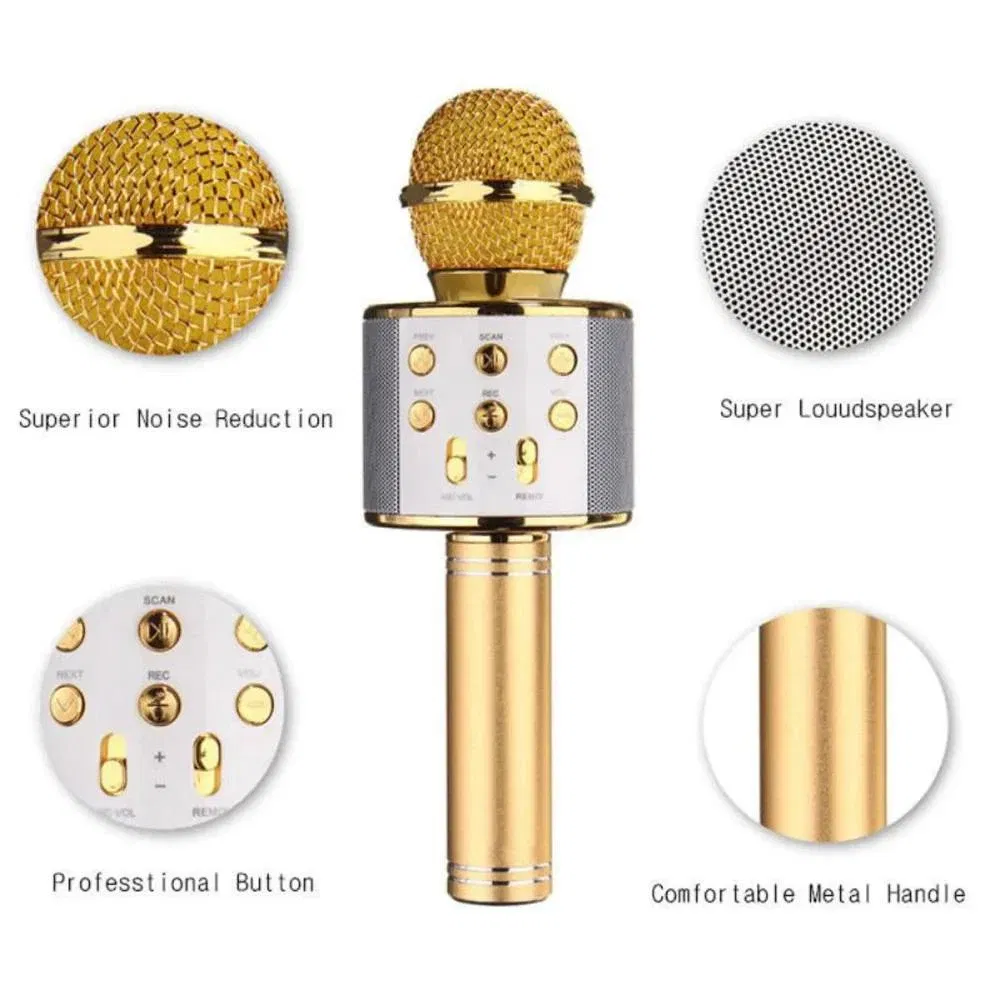 Color: GRAY, Ships From: CHINA - WS858 Wireless Microphone Blue-tooth Speaker Home Karaoke Microphones Speaker KTV Scenes Handheld Music Player Singing Recorder
