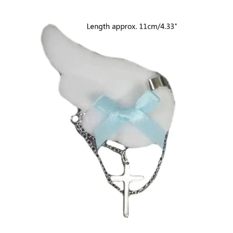 Color: WHITE - Angel Wing Hair Clip for Girls Y2K Punk Hairpins Bowknot Hairclips Animation Hair Barrettes Subculture Hair Accessories