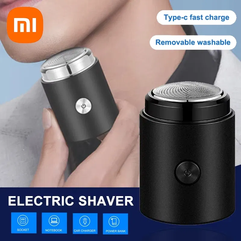 Color: Gold - Xiaomi Men's Electric Shaver Mini Travel Beard Razor Shaving Machine Wet-Dry Dual Use Washable USB Rechargeable Hair Trimmer