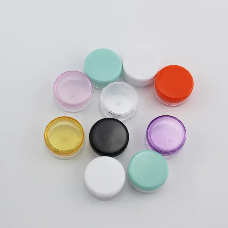 Color: plum - 15pcs 2g 3g Empty Jars Refillable Mini Plastic Bottle Cosmetic Jar Container Small Round Bottle Little Cream Jar Solid Perfume