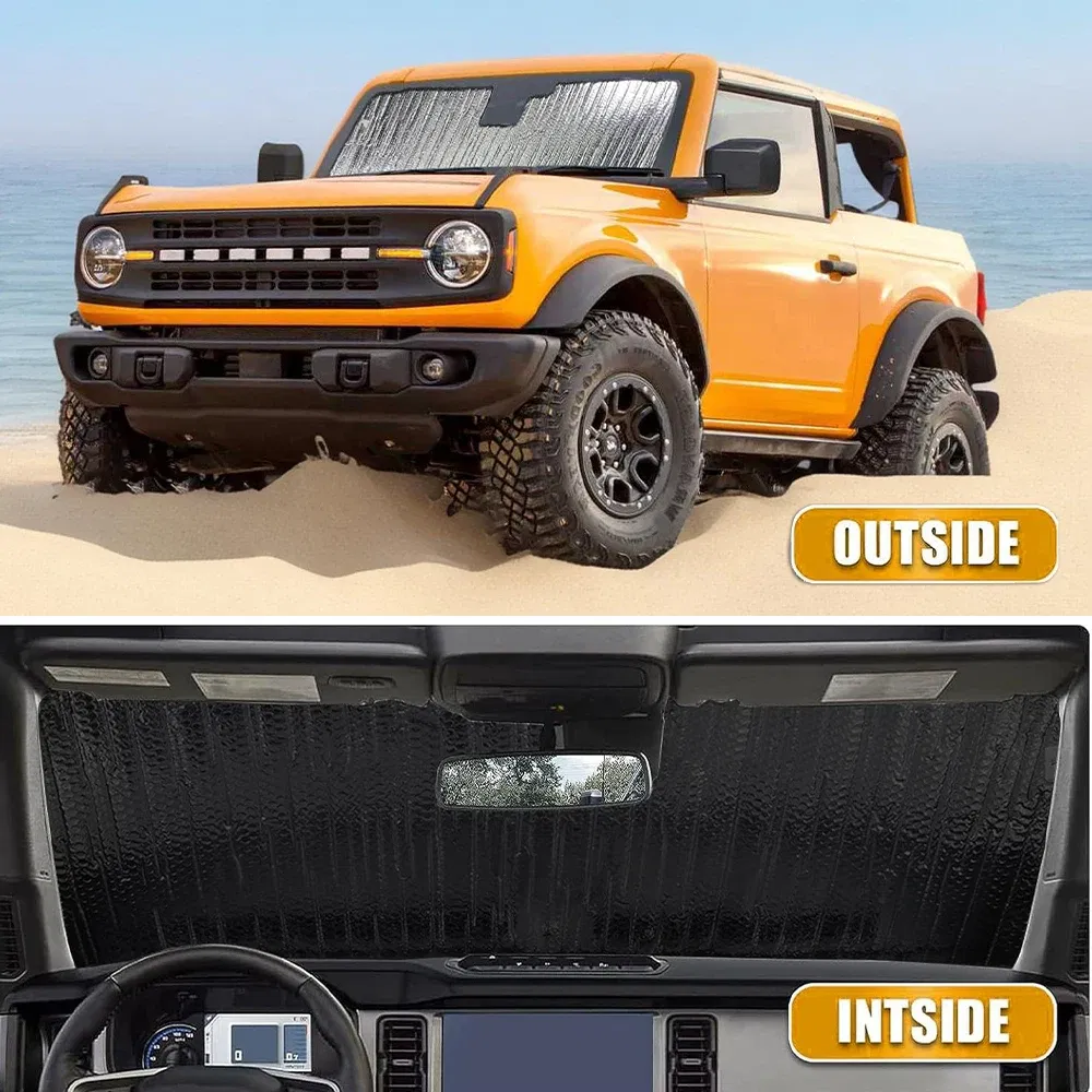 Front Windshield Sunshade Board Sun Visor Pad Anti UV for Ford Bronco 2021 2022 2023+ Heat Shield Mat Car Interior Accessories